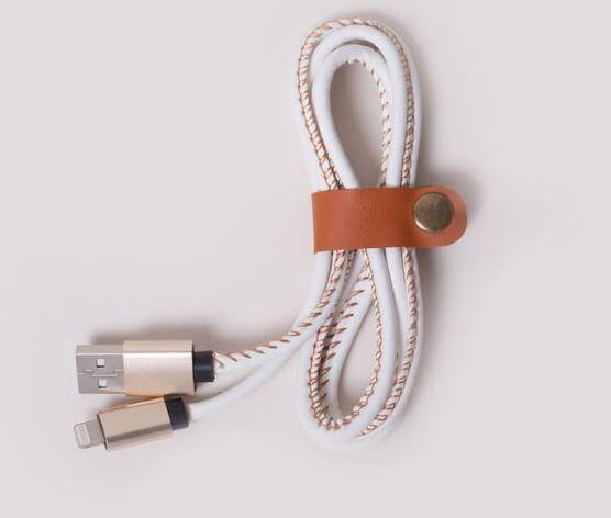 Charging cable micro USB white leather