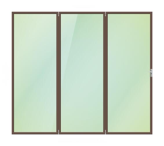 Aluminium folding door bronze 3 panel right hand opening W2400MM x H2100MM