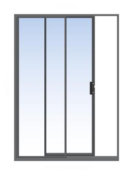 Sliding Door Aluminium 1 Side Opening (OX) Charcoal-w1490xh2090mm