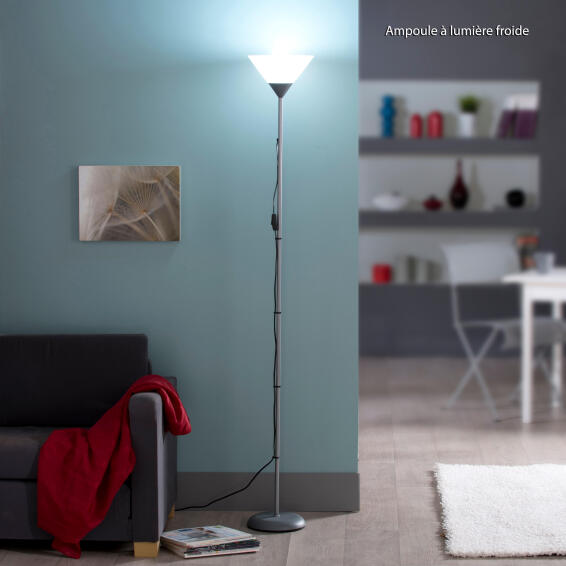 FLOOR LAMP E27 1X60W SILVER METAL WHITE