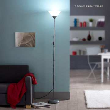 FLOOR LAMP E27 1X60W SILVER METAL WHITE
