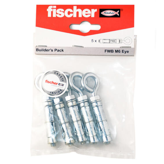 Wall bolt FWB M6 BP FISCHER eye 5 pack