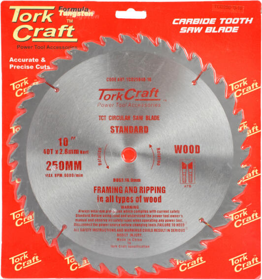 CIRCULAR SAW BLADE TCT 250 X 40T 16MM GENERAL PURPOSE COMBINATION