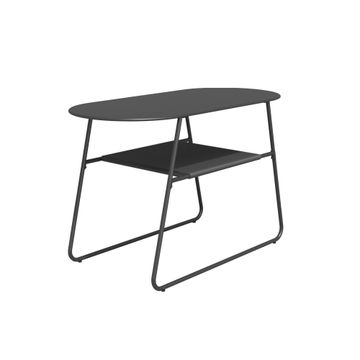 Naterial Duo 2 Seater Dining Table Steel & Wicker Dark Grey 120 x 55cm 