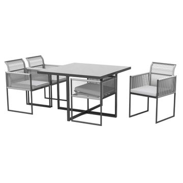 Naterial Compass Wicker & Steel Patio Set 4 Piece Grey