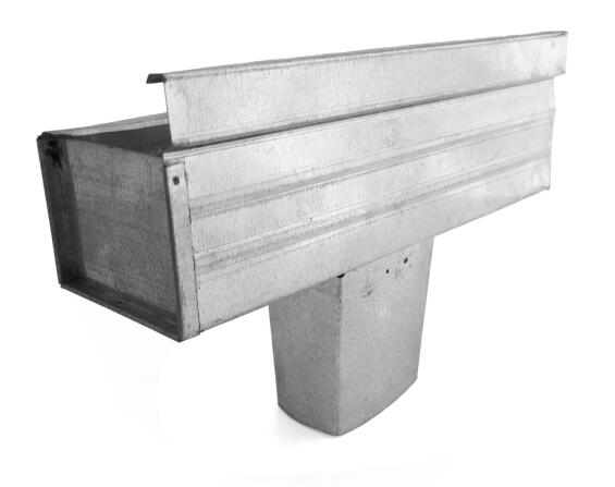 Galvanised Gutter With Square Outlet And Right Stopend