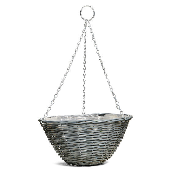 RATAN EFFECT DK GREY HANGING BASKET 35CM