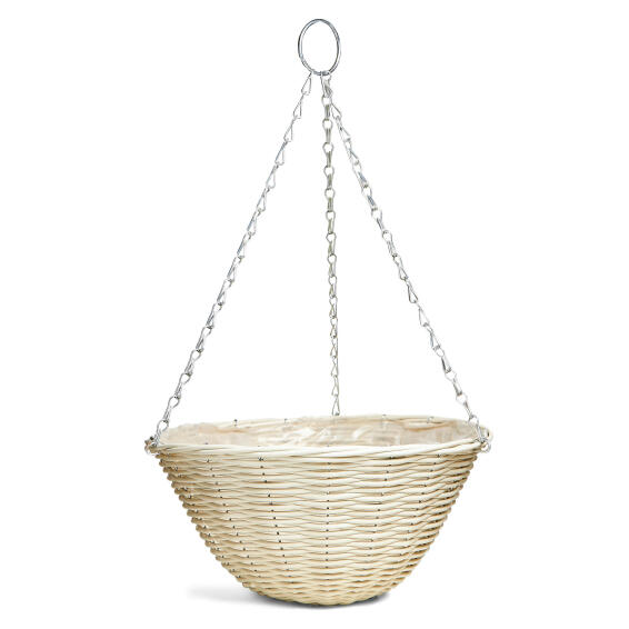 Hanging Basket, Rattan Effect Cream, TOPLINE, 35cm