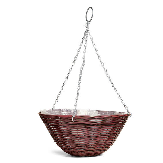RATAN EFFECT BROWN HANGING BASKET 35CM