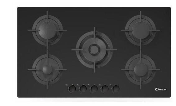 GAS HOB 90CM GLASS-5 BURNERS&WOK BLACK