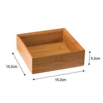 Square Bamboo Kitchen Tray 15.2X15.2X5.2cm