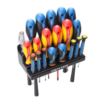 Set of 20 screwdrivers DEXTER with storage stand