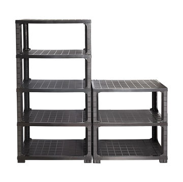 Heavy duty 3 tier plastic shelf black h173cmxw89cmxd45cm