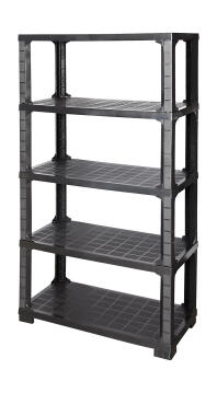 Heavy duty 5 tier plastic shelf black h173cmxw89cmxd45cm
