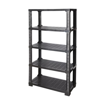 Heavy duty 5 tier plastic shelf black h173cmxw89cmxd45cm
