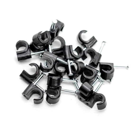 CABLE CLIP 8MM ROUND PROTON BLACK (20)