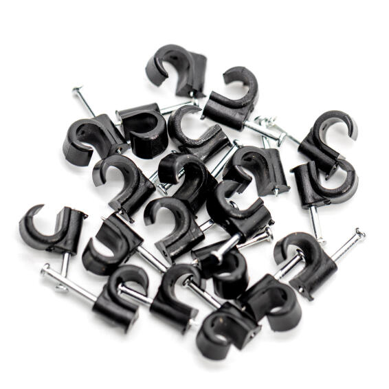 CABLE CLIP 9MM ROUND PROTON BLACK (20)
