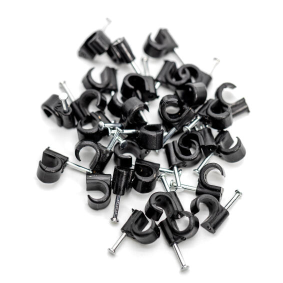 CABLE CLIP 9MM ROUND PROTON BLACK (50)
