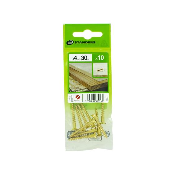 VD81 WOODSCREW CS SLOTTED BRASS 4X30 10P