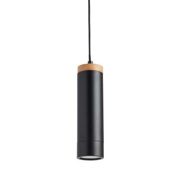 Inspire Iron And Wood Pendant Light Black GU10 42W