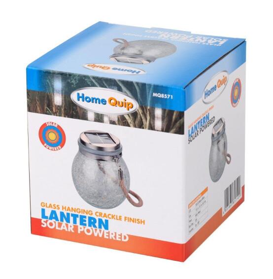 portable solar  lantern light glass crackle finish