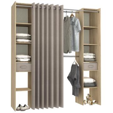 Dressing Wardrobe Kit Oslo With 2 Columns, 2 Drawers And 2 Rails Oak