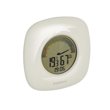 Equation digital thermometer & hygrometer with comfort indicator white