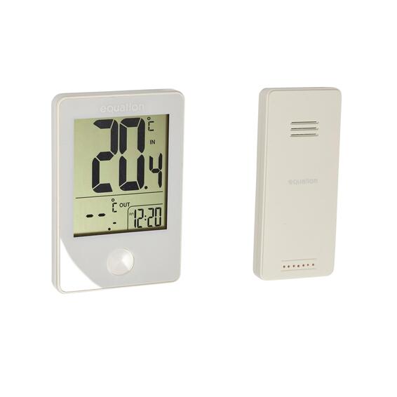 Equation thermometer with outdoor sensor white