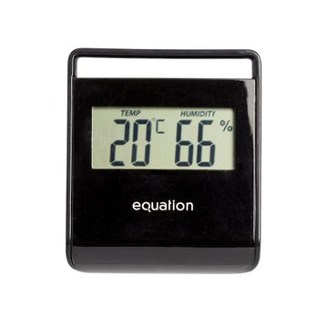 Equation digital thermometer & hygrometer black