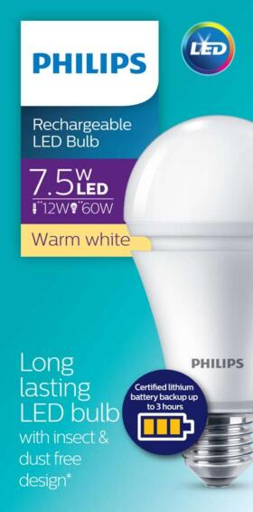 Phillips Rechargeable LED Light Bulb A67 60W E27 Warm White 
