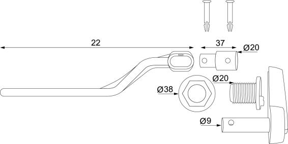 FRONT FLUSH HANDLE KIT - CHROME