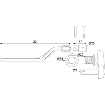 FRONT FLUSH HANDLE KIT - CHROME