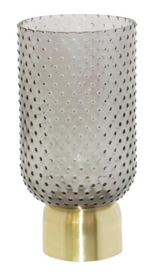 GREY DOTTED VASE GOLD BASE 26CM