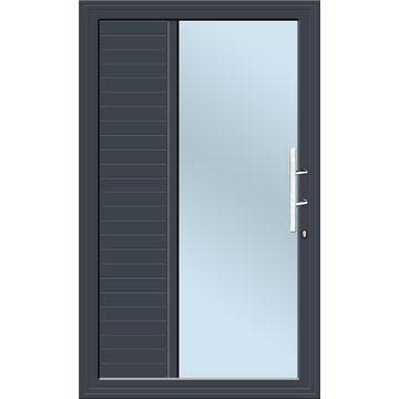 Aluminium pivot door charcoal 1/3 cladding 2/3 glazing s10 reflective glass right hand opening W1200 x H2100MM