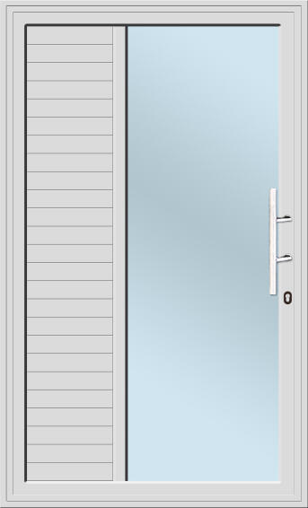 Aluminium pivot door natural 1/3 cladding 2/3 glazing s10 reflective glass left hand opening W1200 x H2100MM 