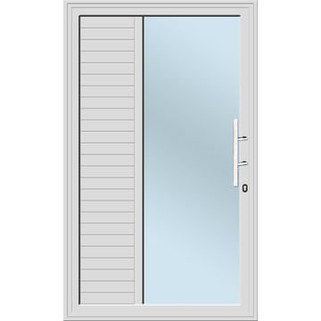 Aluminium pivot door natural 1/3 cladding 2/3 glazing s10 reflective glass left hand opening W1200 x H2100MM 