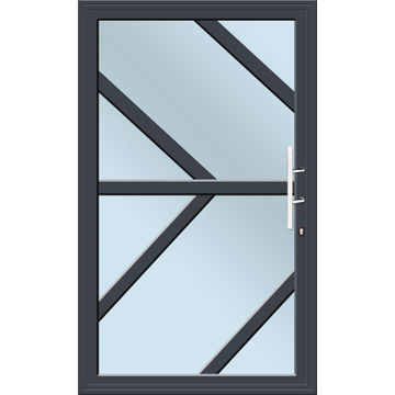Pivot aluminium door charcoal angle pattern with s10 reflective glass right hand opening W1200MM x H2100MM
