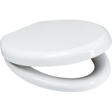 Wirquin White Toilet Seat With Stainless Steel Soft Close Top Fit Hinges
