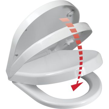 Wiquin Compact White Toilet Seat With Plastic Soft Close Top Fit Hinges