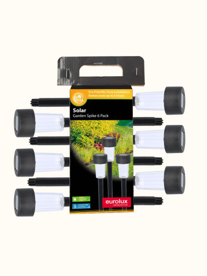6PK Eurolux Solar Plastic Garden Spike