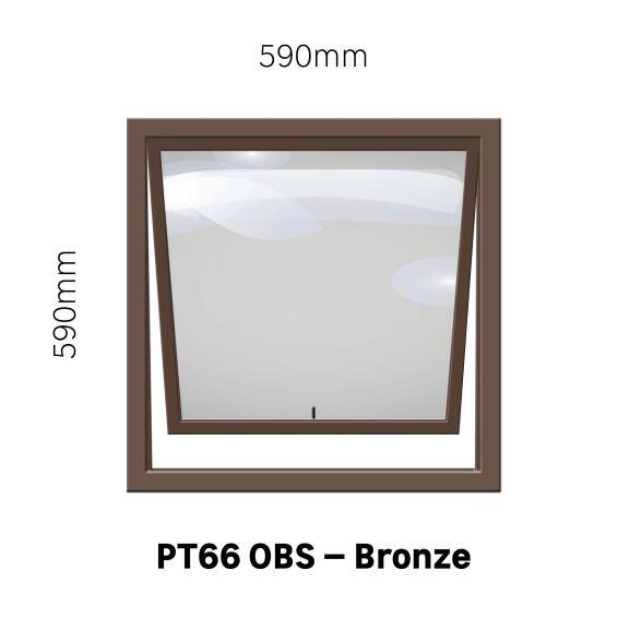 Aluminum window value range bronze obscure glass top hung PT66 1 vent W600MM x H600MM