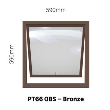 Aluminum window value range bronze obscure glass top hung PT66 1 vent W600MM x H600MM