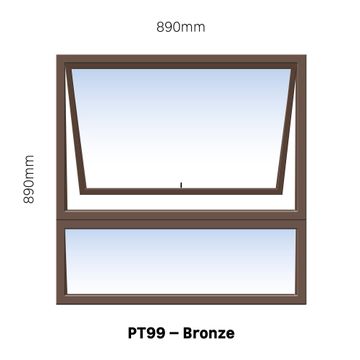Ibuild Window Aluminium Bronze Top Hung W900mm x H900mm 