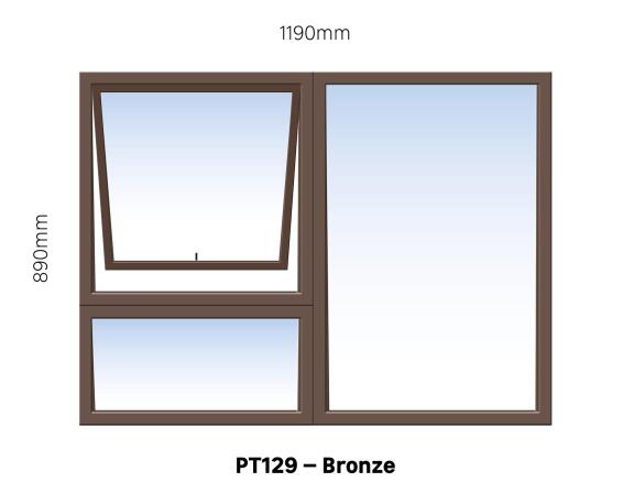Aluminium Window Top Hung 1 Vent PT129 IBUILD bronze W1200mm x H900mm