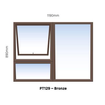 Aluminium Window Top Hung 1 Vent PT129 IBUILD bronze W1200mm x H900mm
