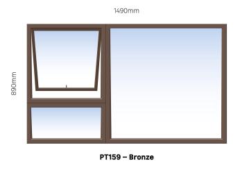 Aluminium Window Top Hung 1 Vent PT159 IBUILD bronze W1500mm x H900mm