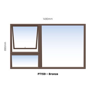 Aluminium Window Top Hung 1 Vent PT159 IBUILD bronze W1500mm x H900mm