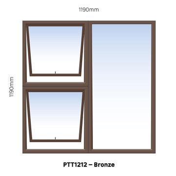 Aluminum window value range bronze top hung PTT1212 2 vent W1200MM x H1200MM
