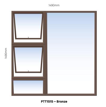 Aluminum window value range bronze top hung PTT1515 2 vent W1500MM x H1500MM