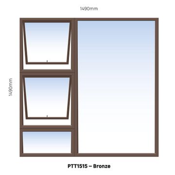 Aluminum window value range bronze top hung PTT1515 2 vent W1500MM x H1500MM